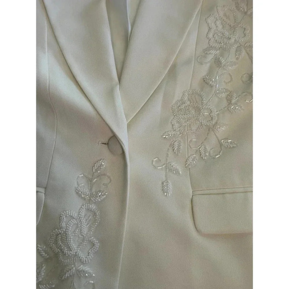 NWT‎ Valerie Stevens Evening Women's White One Button Embroidered Jacket Size 8P - Picture 8 of 13